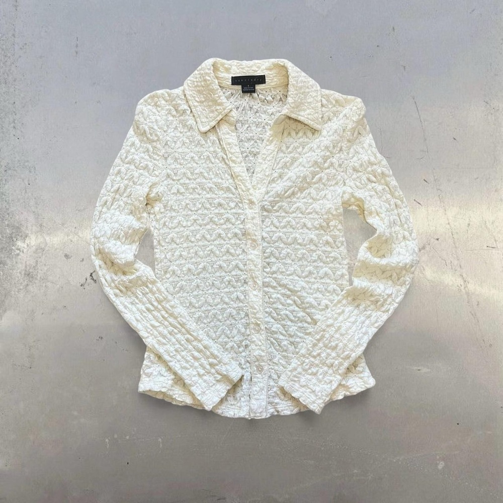 Sanctuary ‘Dreamgirl’ in color Chalk - cream lace button up shirt Size Small